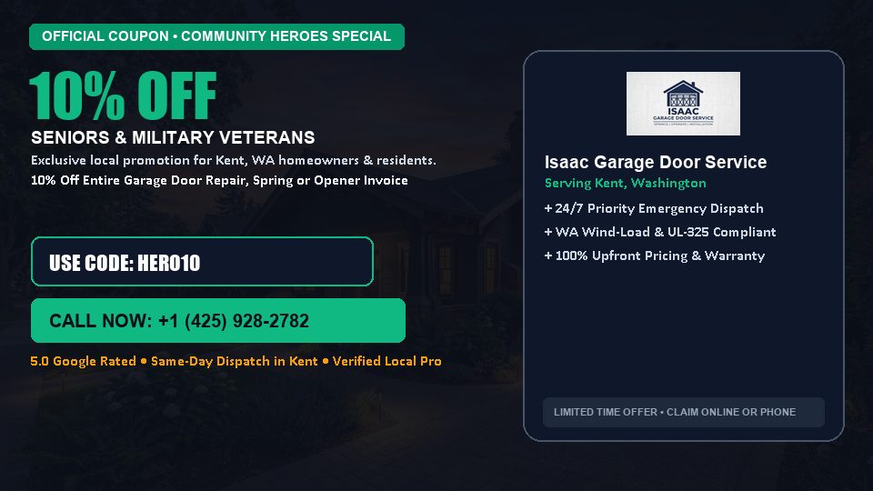 Isaac Garage Door Service 10% OFF Seniors & Military Veterans